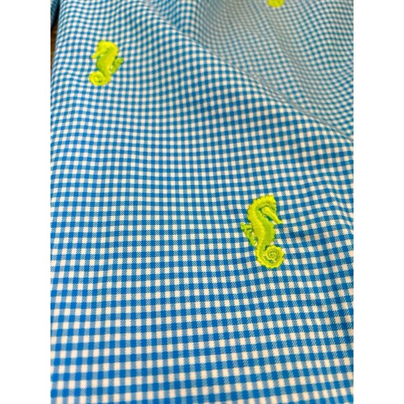 J. Crew Gingham Pants Embroidered Seahorse Women Size 10 Coastal Preppy Nautical - Picture 4 of 9